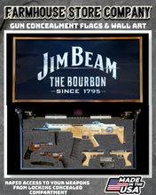 Load image into Gallery viewer, Gun Concealment Flag Deluxe Wall Art Charred Black Jim Beam Design

