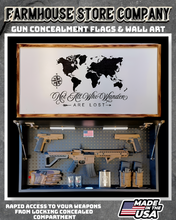 Load image into Gallery viewer, Gun Concealment Flag Deluxe Wall Art Charred White World Map Design
