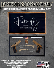 Load image into Gallery viewer, Gun Concealment Flag Deluxe Handgun Wall Art Charred Black Family Design
