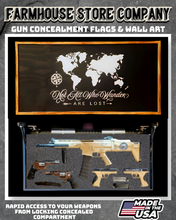Load image into Gallery viewer, Gun Concealment Flag Deluxe Wall Art Charred Black World Map Design
