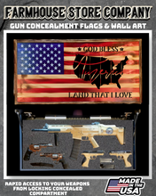 Load image into Gallery viewer, Gun Concealment Flag Deluxe Wall Art Charred Flag Land That I Love Design
