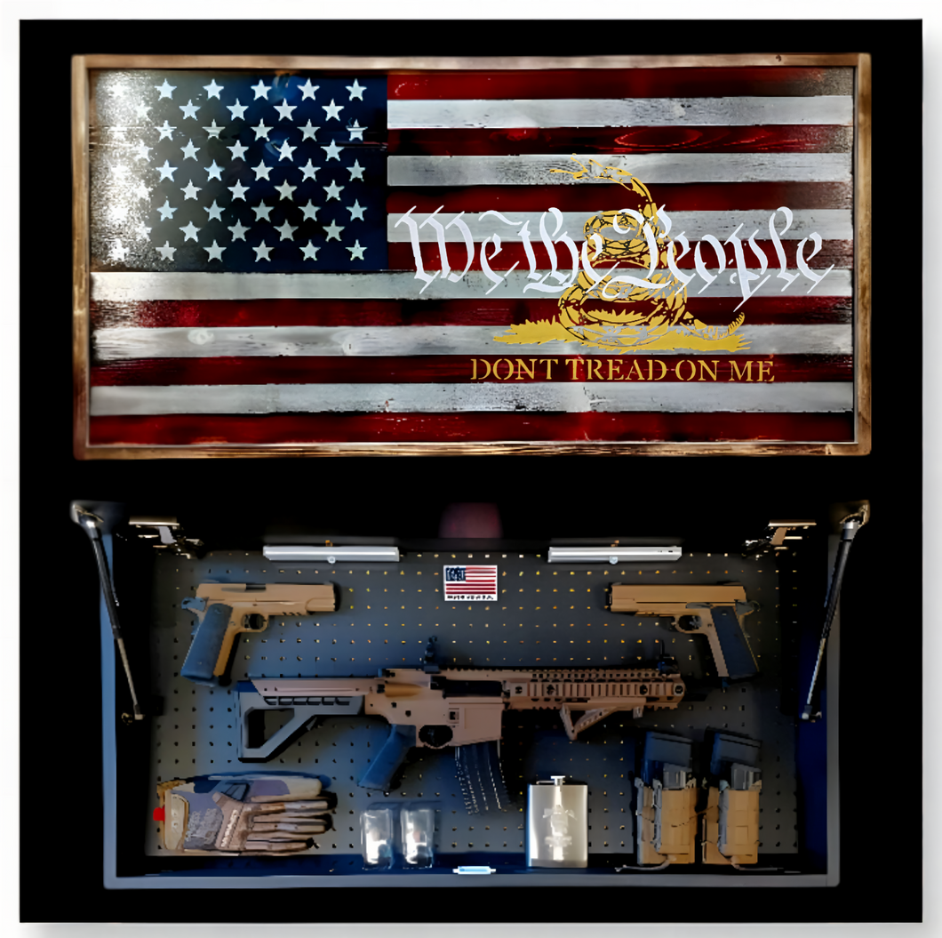 Large Charred Deluxe American Gun Concealment Flag With WTP & Gadsden Wall Art 2.0