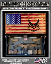 Load image into Gallery viewer, Gun Concealment Flag Deluxe Wall Art Charred US Air Force Design
