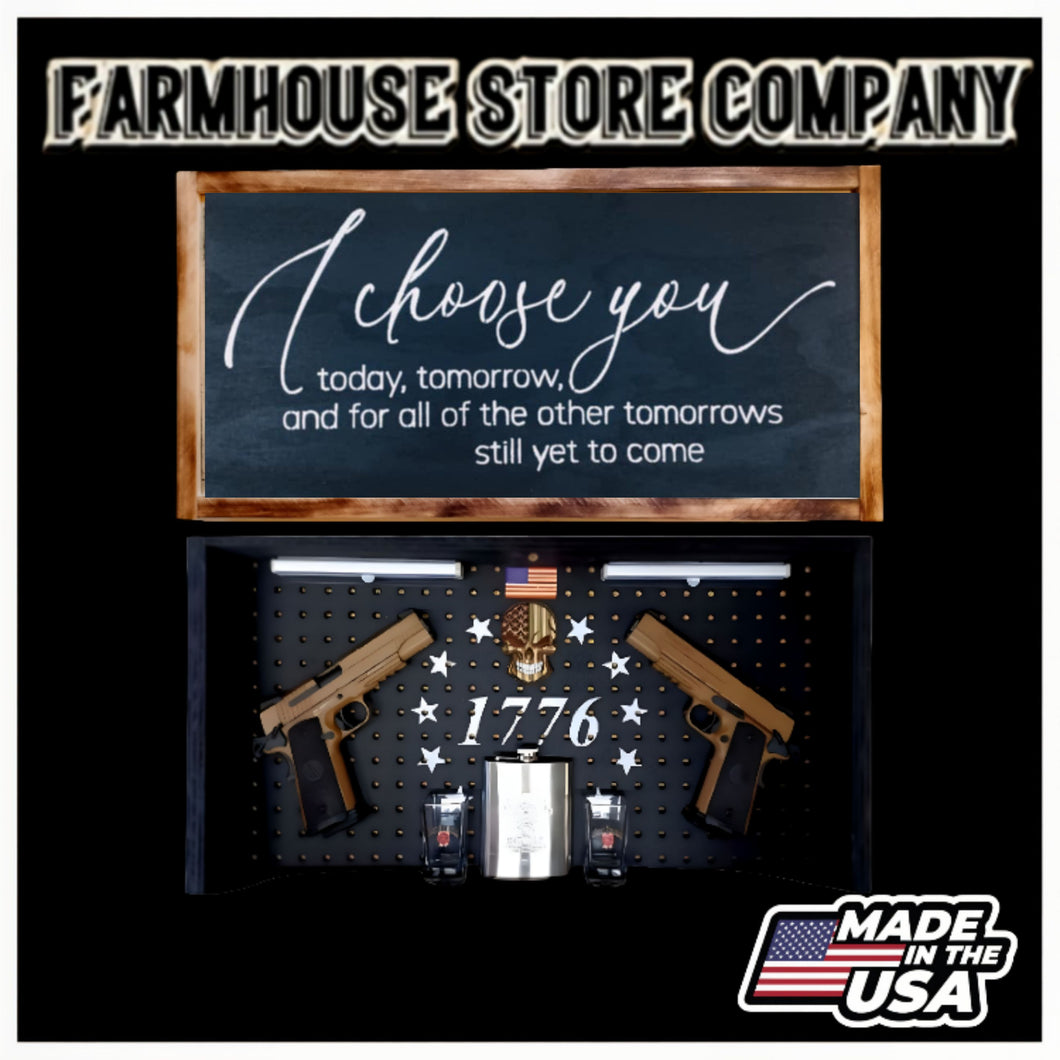 Deluxe Charred I Choose You Handgun Concealment Wall Art
