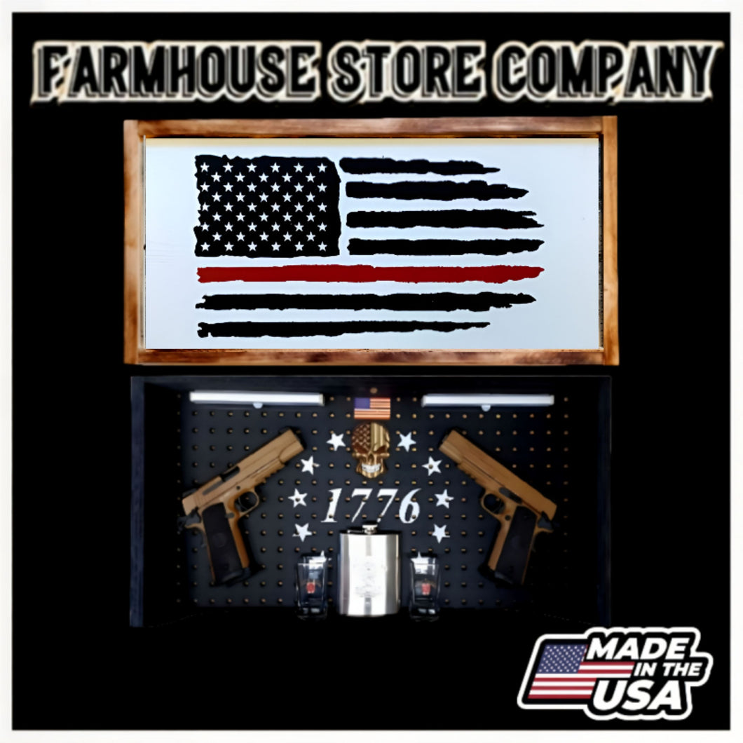 Thin Red Line Deluxe Gun Concealment Flag Wall Art
