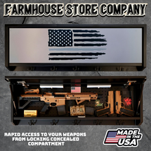 Load image into Gallery viewer, Gun Concealment Coat Rack Black Unit White Thin Gray Line Flag Design
