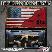 Load image into Gallery viewer, Gun Concealment Flag Deluxe Wall Art TORN &amp; BATTLE-WORN RED USMC IWO JIMA Design
