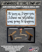 Load image into Gallery viewer, Gun Concealment Flag Deluxe Handgun Wall Art Charred White Adventure Design
