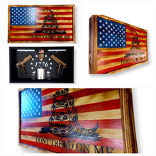 Load image into Gallery viewer, Deluxe Charred Don&#39;t Tread On Me Flag Handgun Concealment Wall Art
