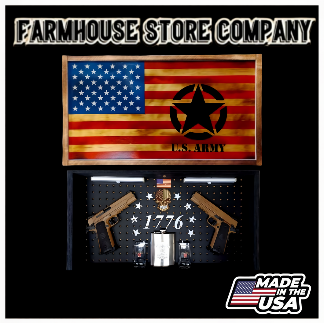 Deluxe Charred US Army Flag Handgun Concealment Wall Art