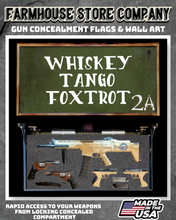 Load image into Gallery viewer, Gun Concealment Flag Deluxe Wall Art BATTLE-WORN OD GREEN 2A WTF Design
