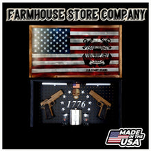 Load image into Gallery viewer, Deluxe Charred American Flag &amp; Coast Guard Handgun Concealment Flag Wall Art
