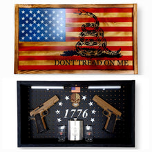 Load image into Gallery viewer, Deluxe Charred Don&#39;t Tread On Me Flag Handgun Concealment Wall Art
